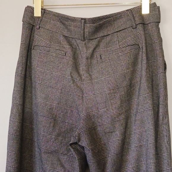 Banana Republic Glen Check Plaid Tan Brown Tie Waist Trouser Pant, Size 10 - Picture 4 of 7